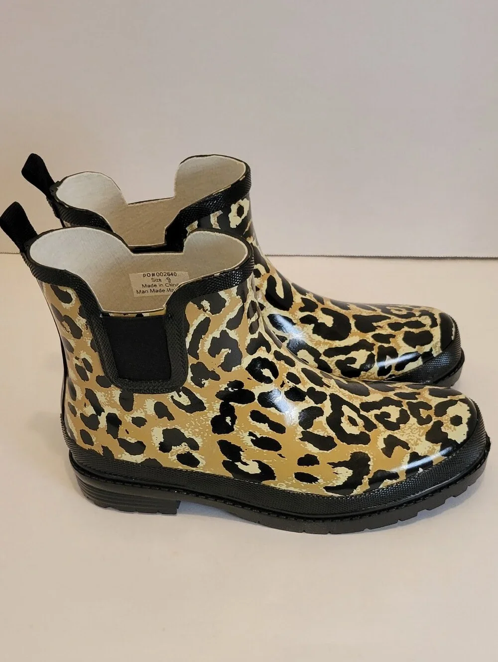 Journee Collection Tekoa Leopard Print Chelsea Rain Boots Waterproof Size 9 NWOT